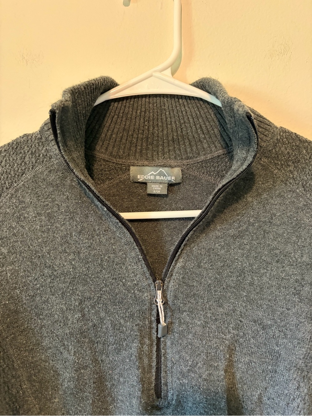Eddie Bauer Charcoal Zip-Neck Sweater